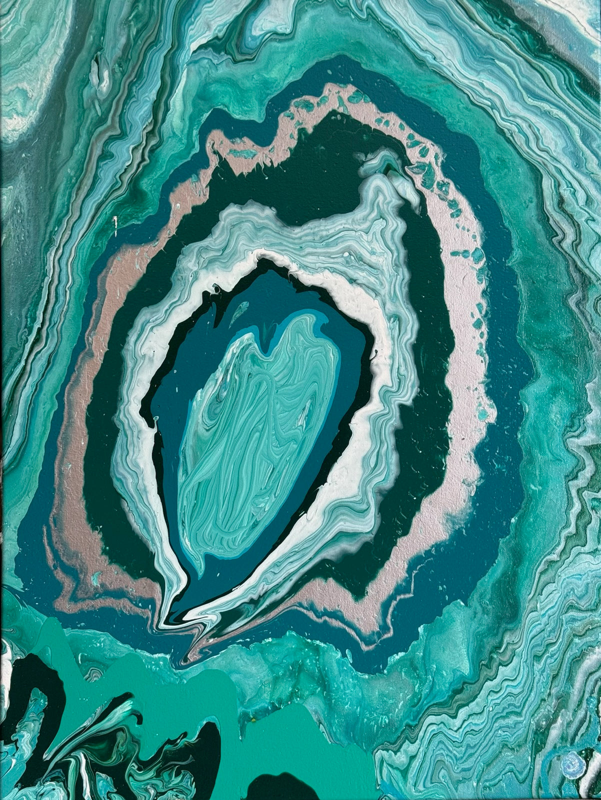 01 - Ocean Heart ($220 · 18×24 in)

01-OceanHeart.jpg → Original fluid art painting, calming blue geode with heart-shaped core, 18×24 in, by Hazelbite Arts
