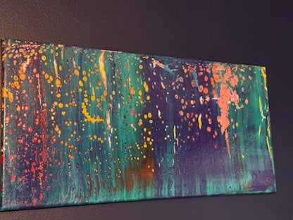 angle → Angled view of Coral Reef Glow showing gallery-wrapped canvas edges
