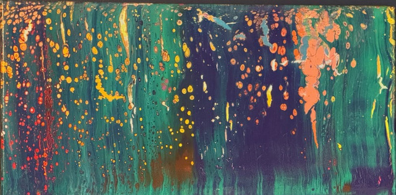 fullcrop → Original fluid art painting, vibrant coral reef swirls in bright color, 20×10 in, by Hazelbite Arts
